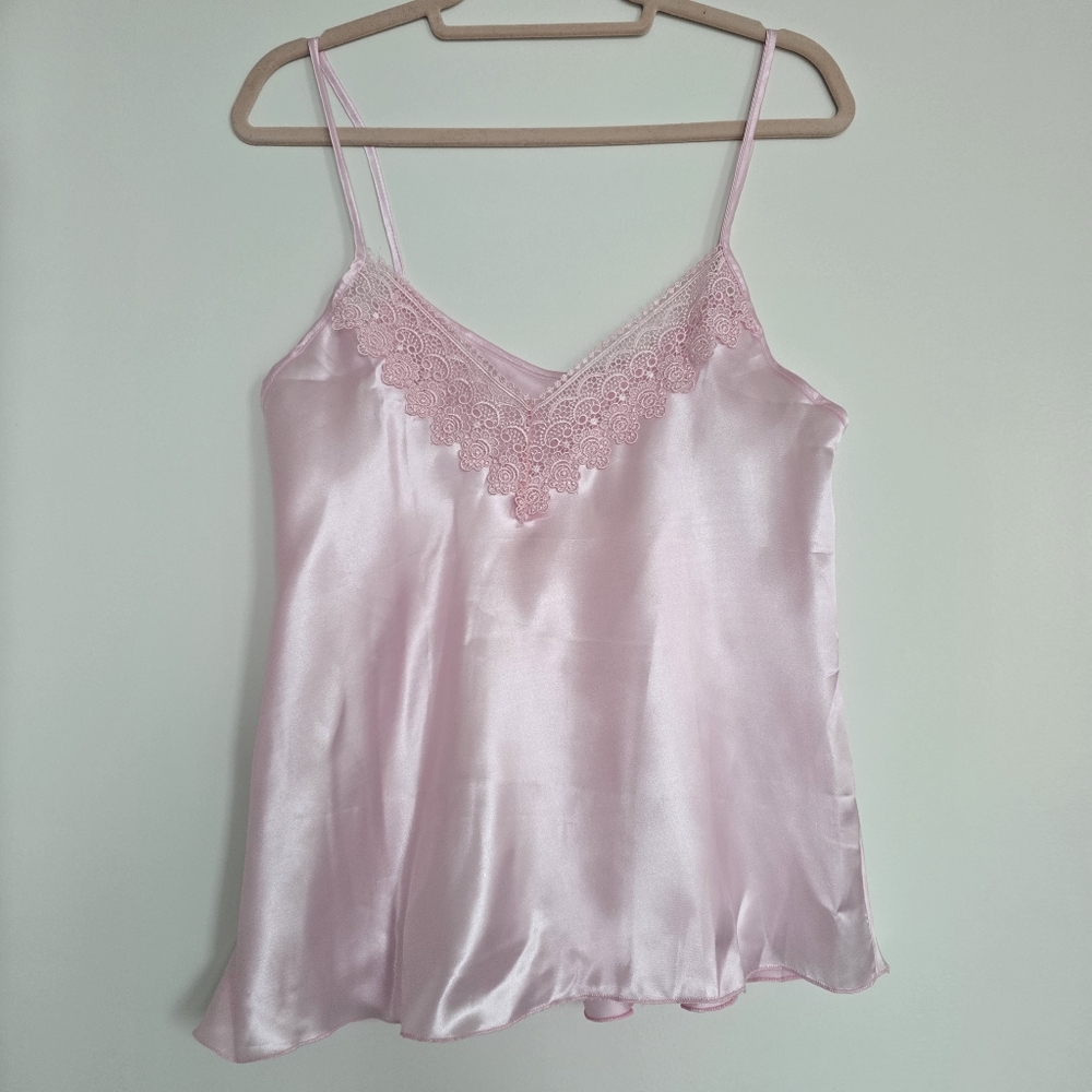VINTAGE Pink Lace Satin Cami